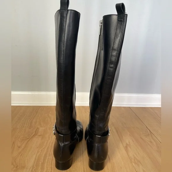 michael KORS Ryan Leather Black Riding Knee Boots - Picture 10 of 14